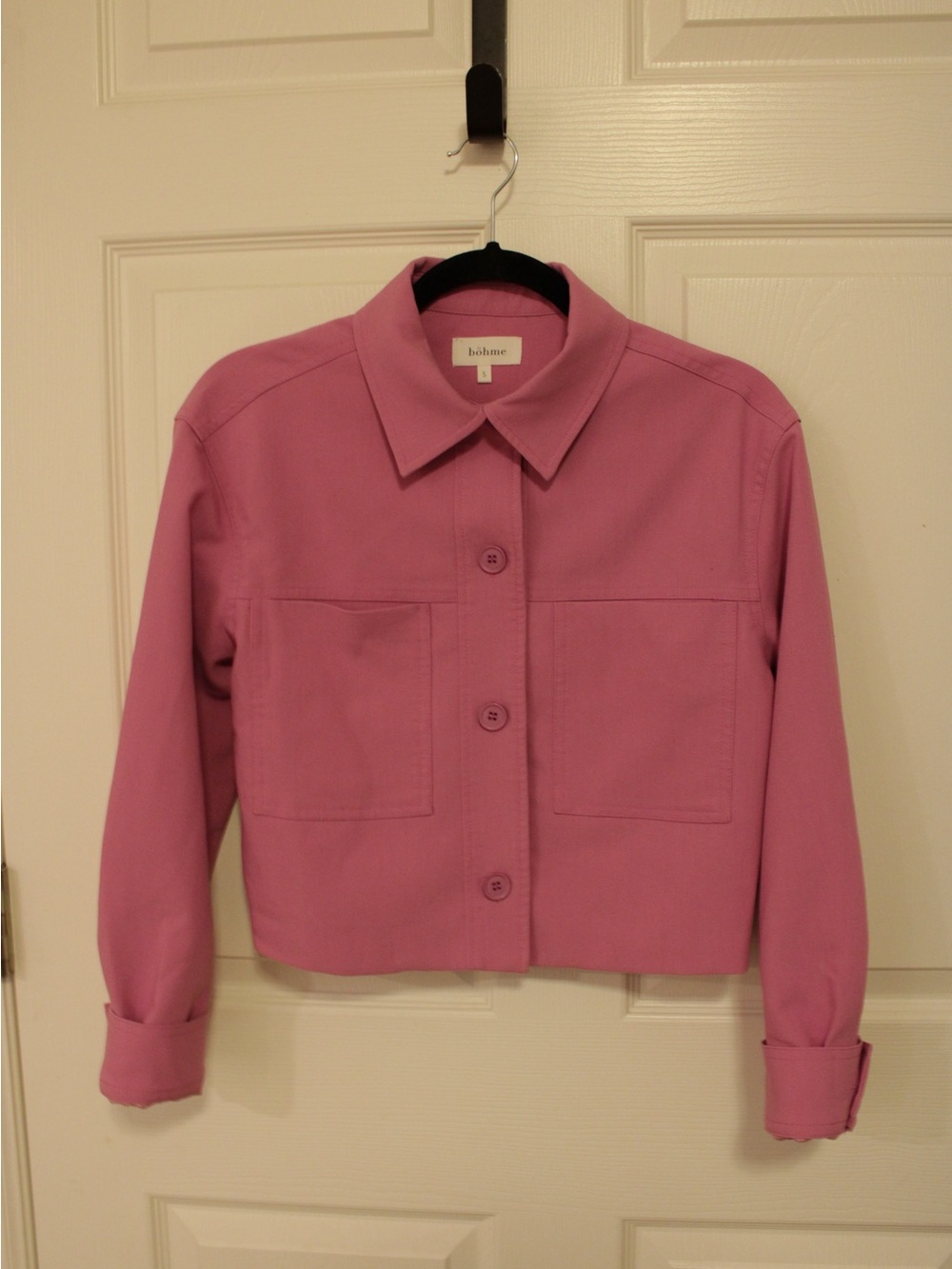 bohme Rose-Pink Cropped Button Jacket